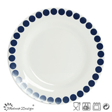 Assiette en céramique de 27 cm avec motif de cercle de points bleus